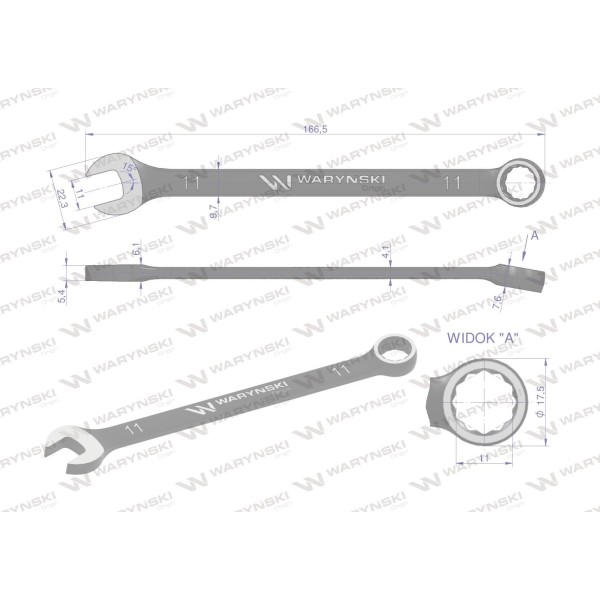 Klucz płasko-oczkowy 11 mm. CrV standard ASME WMK021 | Exvi