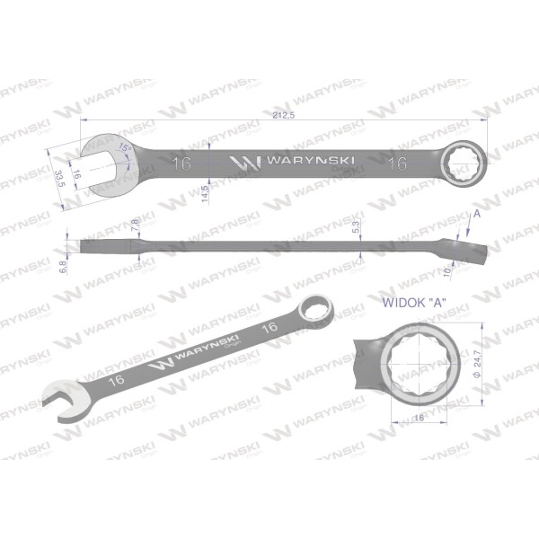 Klucz płasko-oczkowy 16 mm. CrV standard ASME WMK026 | Exvi
