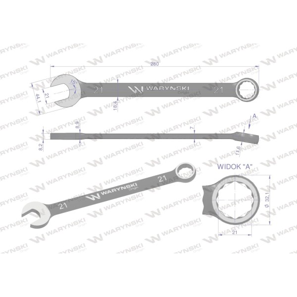 Klucz płasko-oczkowy 21 mm. CrVstandard ASME WMK031 | Exvi