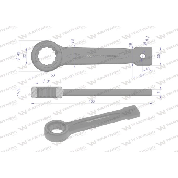 Klucz oczkowy do pobijania 22 mm Waryński WMK038 | Exvi